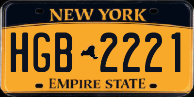 NY license plate HGB2221