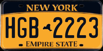 NY license plate HGB2223