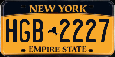 NY license plate HGB2227