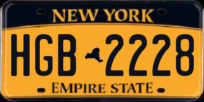 NY license plate HGB2228