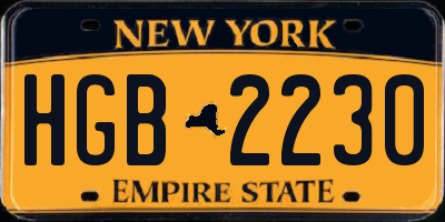 NY license plate HGB2230