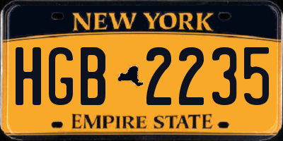NY license plate HGB2235