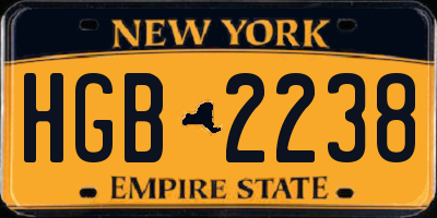 NY license plate HGB2238