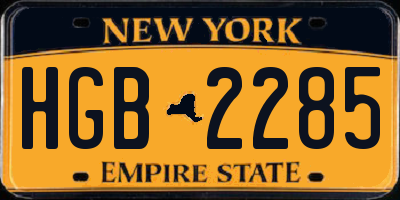 NY license plate HGB2285