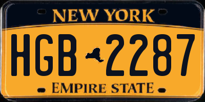 NY license plate HGB2287