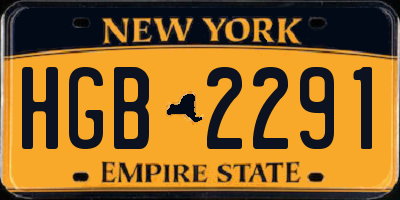 NY license plate HGB2291