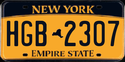 NY license plate HGB2307