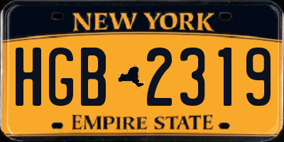 NY license plate HGB2319