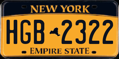 NY license plate HGB2322