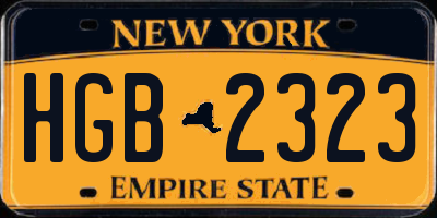 NY license plate HGB2323