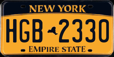 NY license plate HGB2330
