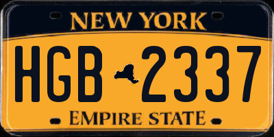 NY license plate HGB2337