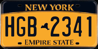 NY license plate HGB2341