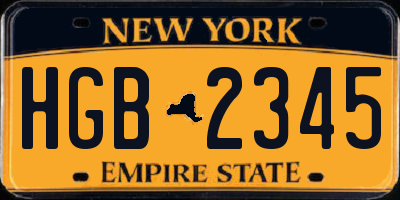 NY license plate HGB2345