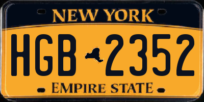 NY license plate HGB2352