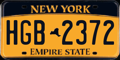 NY license plate HGB2372