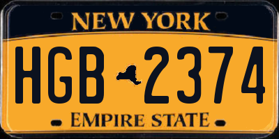 NY license plate HGB2374