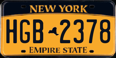 NY license plate HGB2378