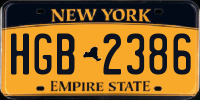 NY license plate HGB2386