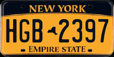 NY license plate HGB2397