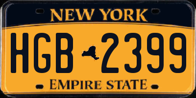NY license plate HGB2399