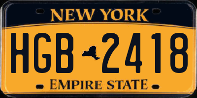 NY license plate HGB2418