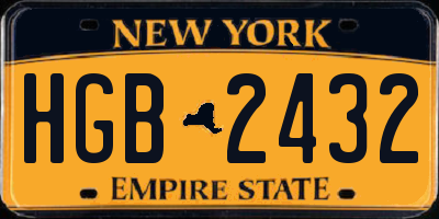 NY license plate HGB2432
