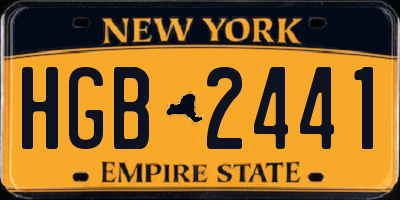 NY license plate HGB2441