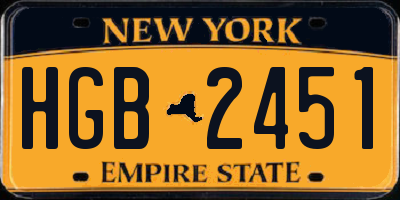 NY license plate HGB2451