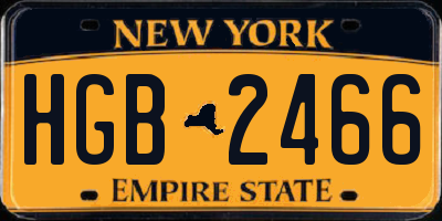 NY license plate HGB2466