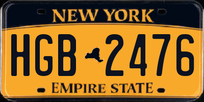 NY license plate HGB2476