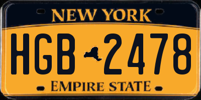 NY license plate HGB2478