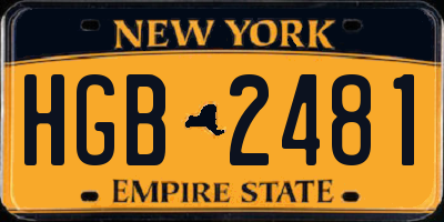 NY license plate HGB2481