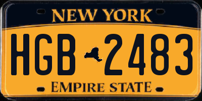 NY license plate HGB2483