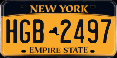NY license plate HGB2497