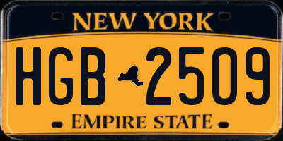 NY license plate HGB2509