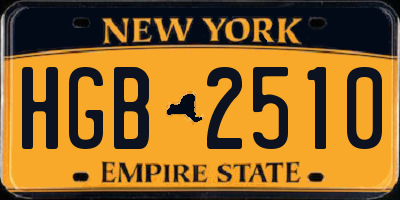NY license plate HGB2510