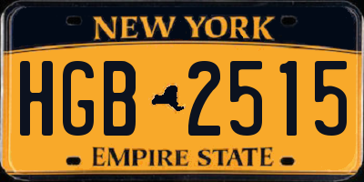 NY license plate HGB2515