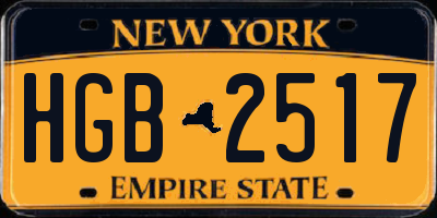 NY license plate HGB2517