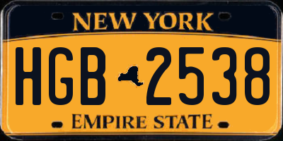 NY license plate HGB2538