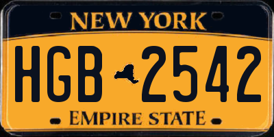 NY license plate HGB2542