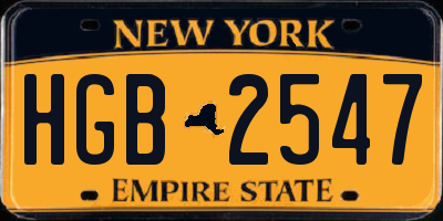 NY license plate HGB2547