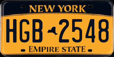 NY license plate HGB2548