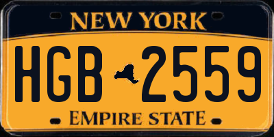 NY license plate HGB2559