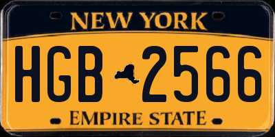 NY license plate HGB2566