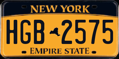 NY license plate HGB2575
