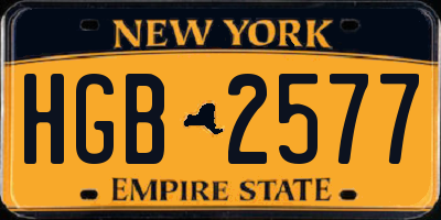 NY license plate HGB2577