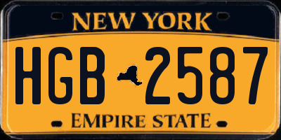 NY license plate HGB2587