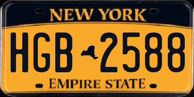 NY license plate HGB2588