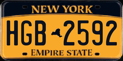 NY license plate HGB2592